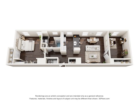 Floor plan for 1 bed, 1 bath, 948 sqft